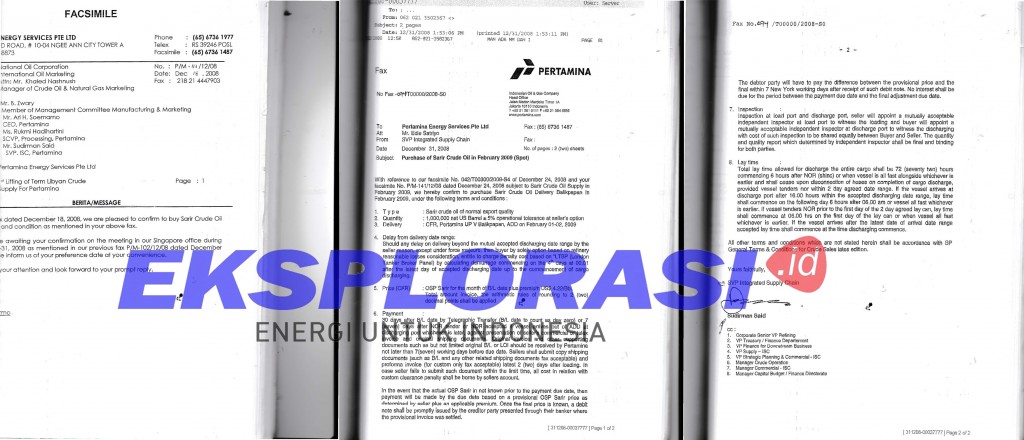 Dokumen impor minyak Sarir | Foto : Istimewa