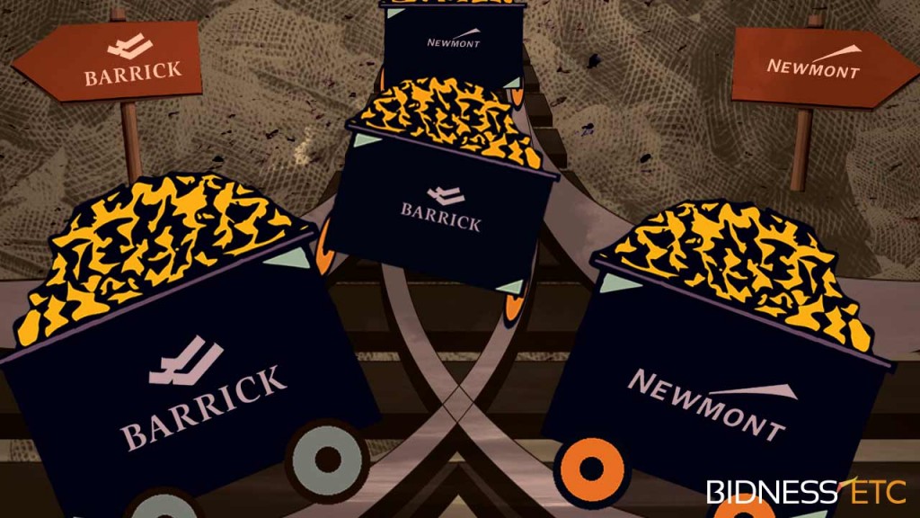 Newmont anda Barrick illustration | Photos : Bidness Etc